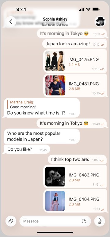 Telegram-based chat — media & DMs